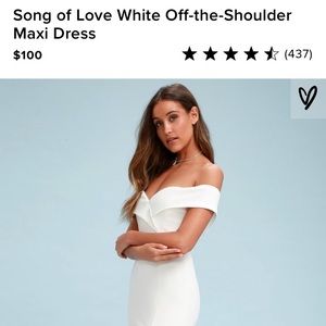 Lulu’s White Maxi Gown Leg Slit Off the Shoulder